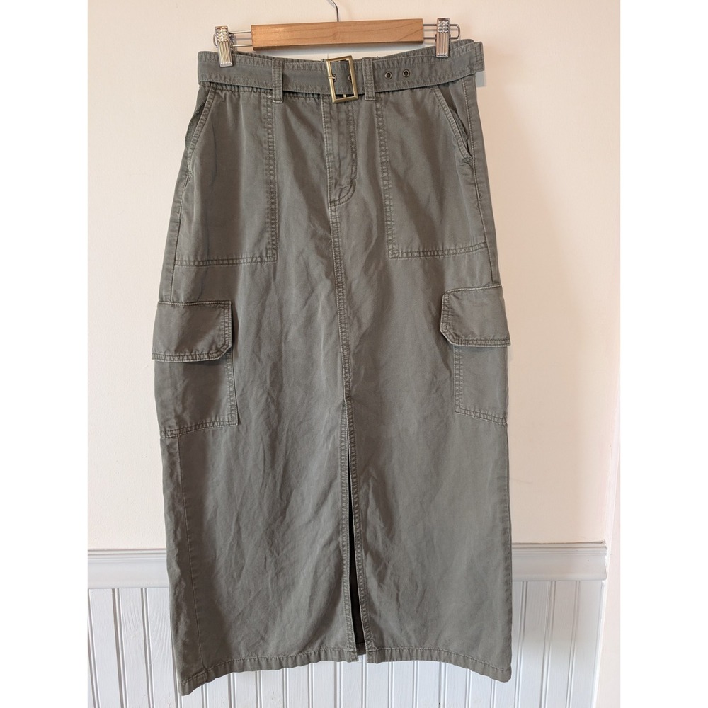 Womens Belted Cargo Maxi Skirt 8 Olive Streetwear Gorp Military 90s Grunge Acubi